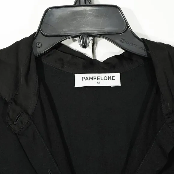 Pampelone Black Classic Shirt Dress Minimalist Button Up Lightweight Midi