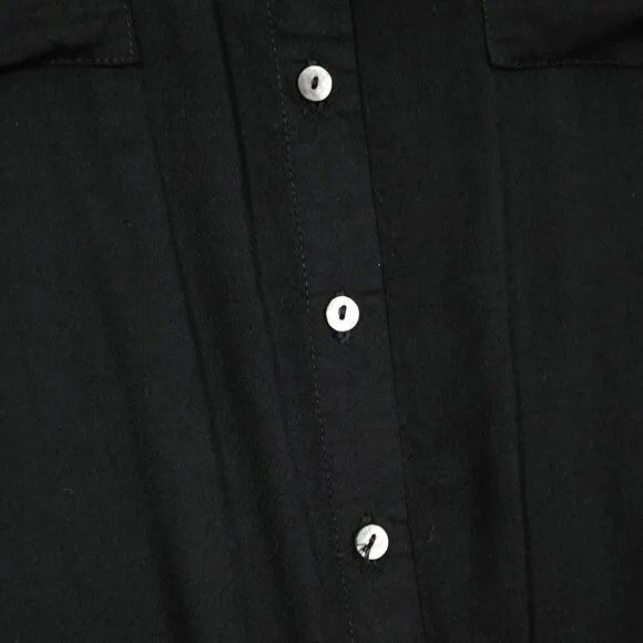 Pampelone Black Classic Shirt Dress Minimalist Button Up Lightweight Midi