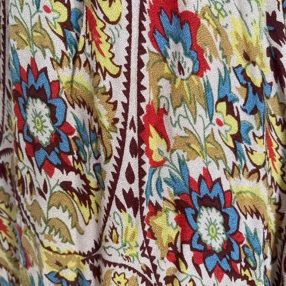 Pampelone V Neck Floral Block Print Maxi Dress NWT Handmade in Bali Indonesia