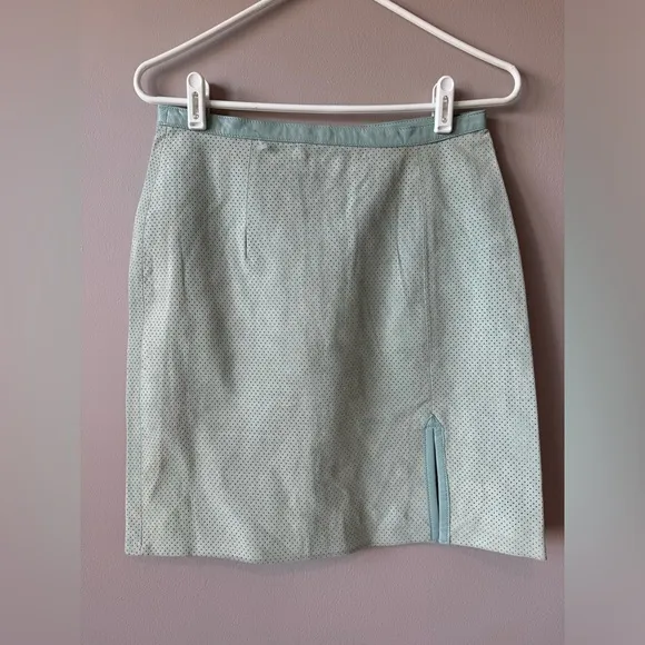 Paolo Santini NWT Women’s Teal 100% Leather Mini Skirt Size 10‎