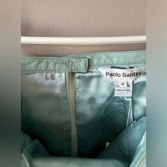 Paolo Santini NWT Women’s Teal 100% Leather Mini Skirt Size 10‎