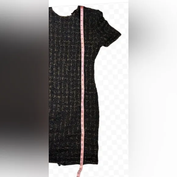 Papell Boutique Evening Silk Black &amp; Gold Beaded Short Sleeve Luxury Dress Sz 6P