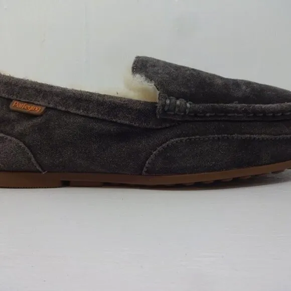 Parfeying Men's Size 11 US Gray Indoor Outdoor Sheepskin Moccasins Slip on Shoes