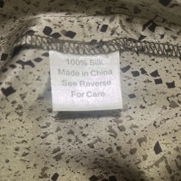 Parker Luxury 100% Silk Olive Green/Black Elastic Waist Wrap Dress Sz M