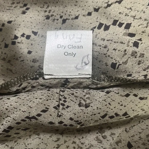 Parker Luxury 100% Silk Olive Green/Black Elastic Waist Wrap Dress Sz M