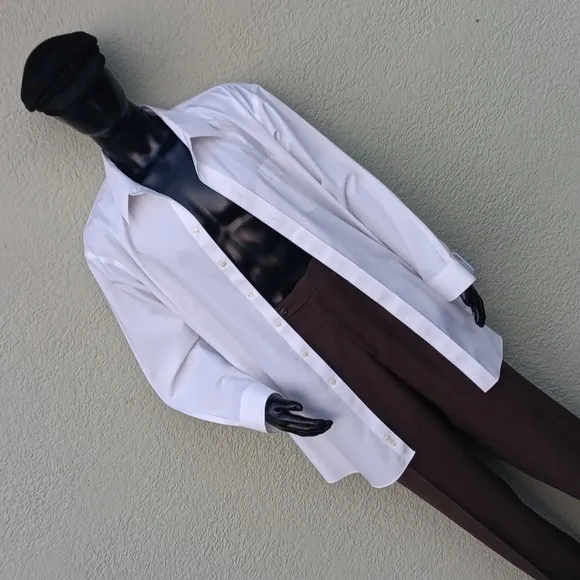 Paul Fredrick Men's Pure Cotton White Luxury Button Down Dress Shirt