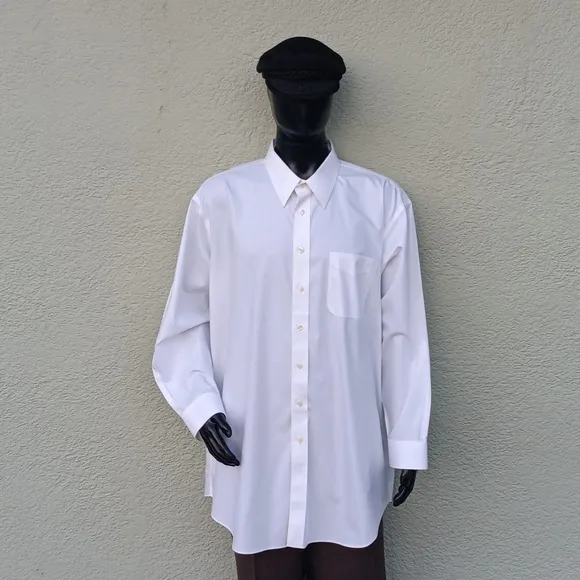 Paul Fredrick Men's Pure Cotton White Luxury Button Down Dress Shirt