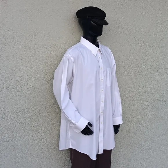 Paul Fredrick Men's Pure Cotton White Luxury Button Down Dress Shirt