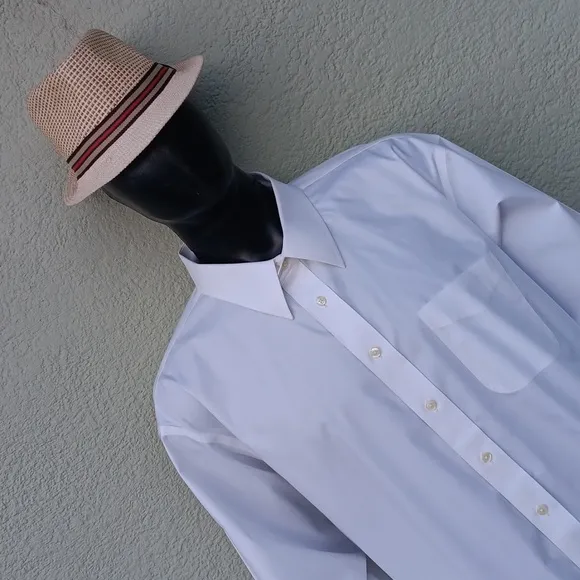 Paul Fredrick Men's Pure Cotton White Luxury Button Down Dress Shirt