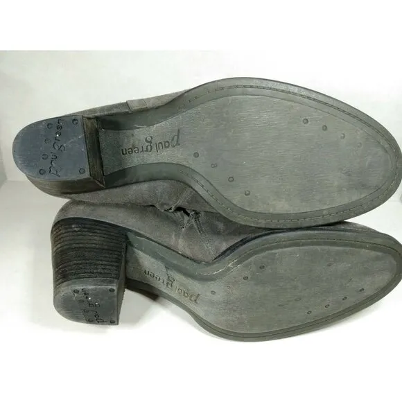 Paul Green Delgado Womens Gray Suede Block Heel Ankle Boots Booties US 8 Fits 9