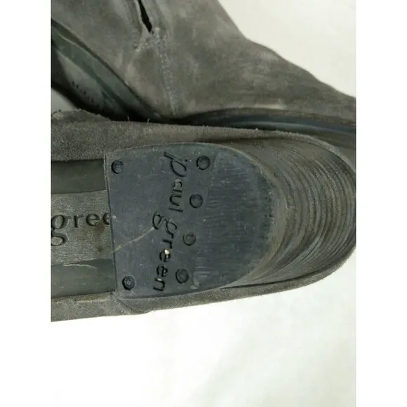 Paul Green Delgado Womens Gray Suede Block Heel Ankle Boots Booties US 8 Fits 9