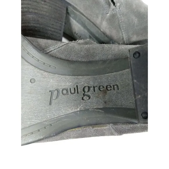 Paul Green Delgado Womens Gray Suede Block Heel Ankle Boots Booties US 8 Fits 9