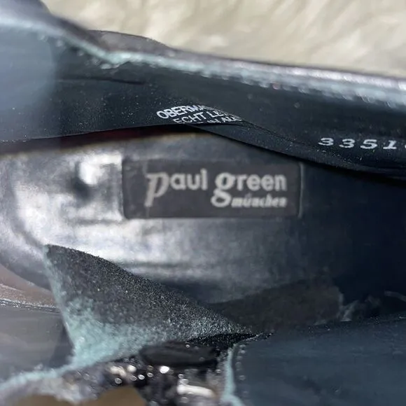 Paul Green Black Nubuck Leather Slouched Ankle Boots with Buckle