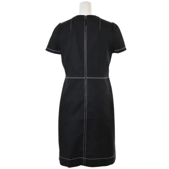 Paule Ka Black Tailored Large Pocket White Seam Detail Zip Back Dress Size 8