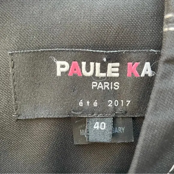 Paule Ka Black Tailored Large Pocket White Seam Detail Zip Back Dress Size 8