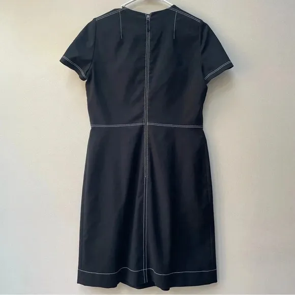 Paule Ka Black Tailored Large Pocket White Seam Detail Zip Back Dress Size 8