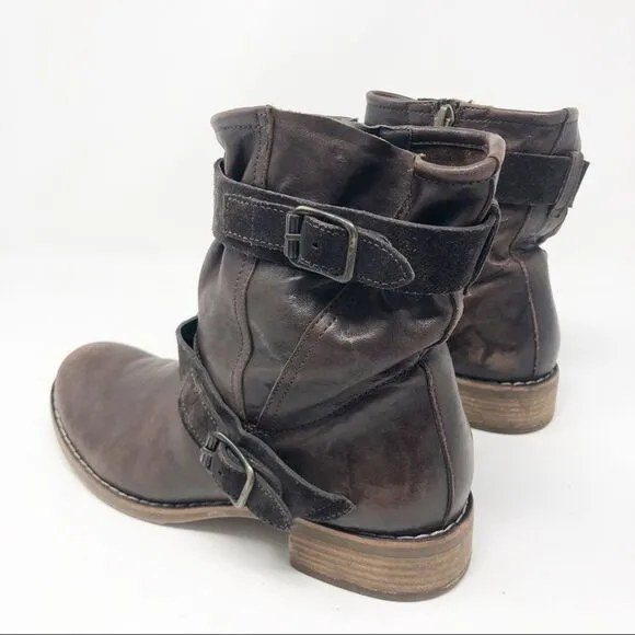 PAUL GREEN | Brown Ally Leather Distressed Boots Women’s Size 6