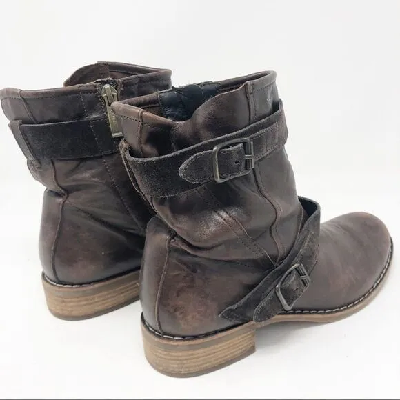PAUL GREEN | Brown Ally Leather Distressed Boots Women’s Size 6