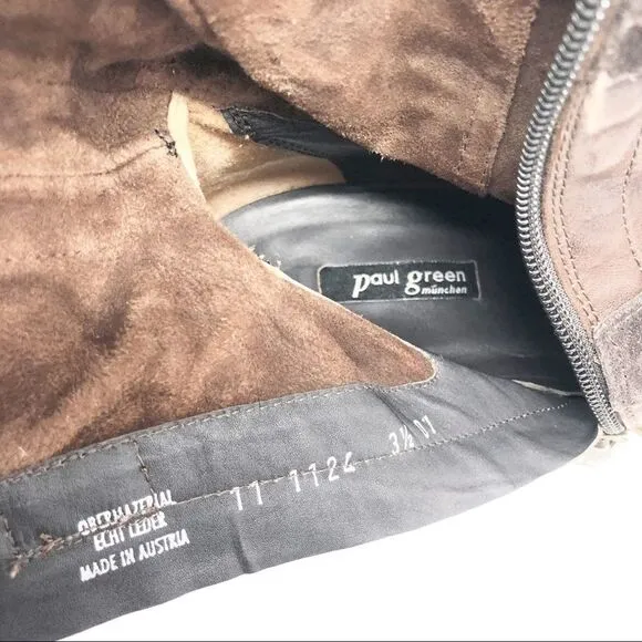 PAUL GREEN | Brown Ally Leather Distressed Boots Women’s Size 6