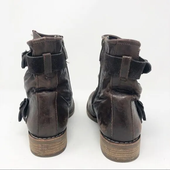 PAUL GREEN | Brown Ally Leather Distressed Boots Women’s Size 6