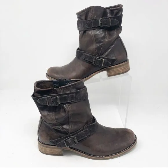 PAUL GREEN | Brown Ally Leather Distressed Boots Women’s Size 6