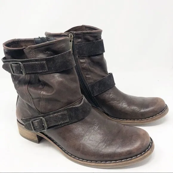 PAUL GREEN | Brown Ally Leather Distressed Boots Women’s Size 6