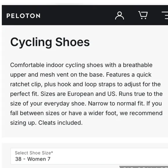 Peloton Delta Compatible Indoor Cycling Cleats Shoes Black 38 Women’s size 7