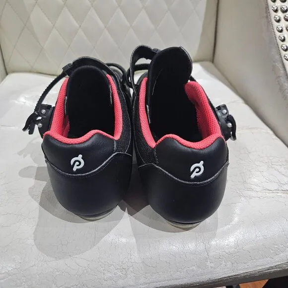 Peloton Mens Cycling Shoes Size 46 Black &amp; Red Synthetic Upper With Adjustable S