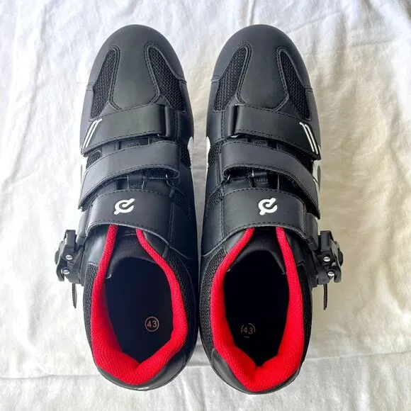 Peloton Men's Indoor Cycling Shoes With Cleats Black/White/Red Size EU 43/US 10