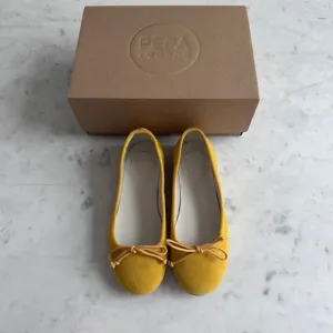 Pepa London Lace Tie Ballerina Shoes in Sunshine Yellow
