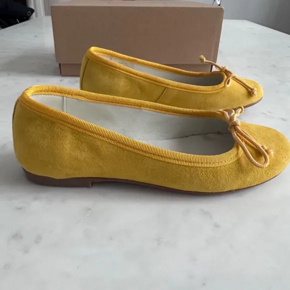 Pepa London Lace Tie Ballerina Shoes in Sunshine Yellow