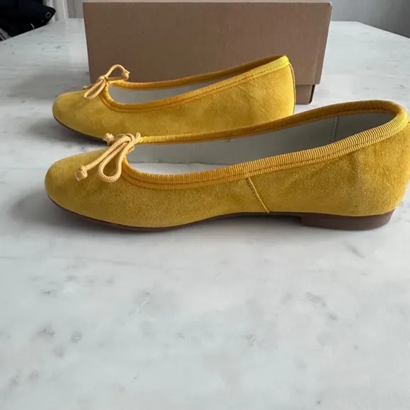 Pepa London Lace Tie Ballerina Shoes in Sunshine Yellow