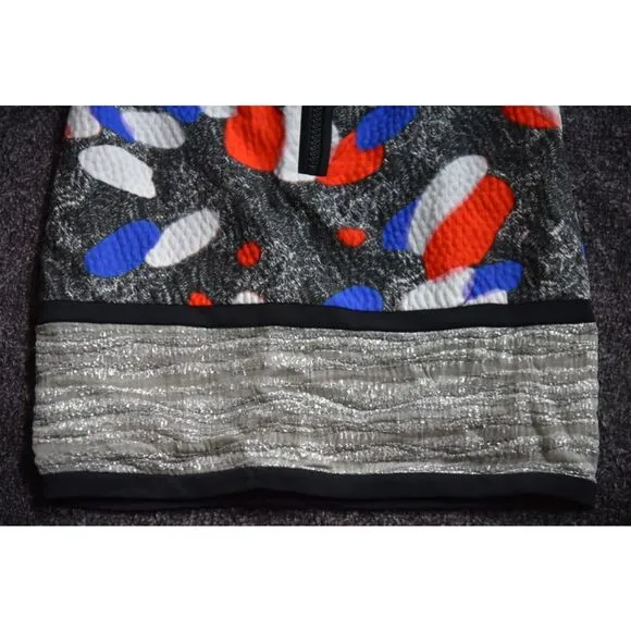 Peter Pilotto Dress Women 8 Luxury Premium Abstract Sheath Preppy Red White Gray
