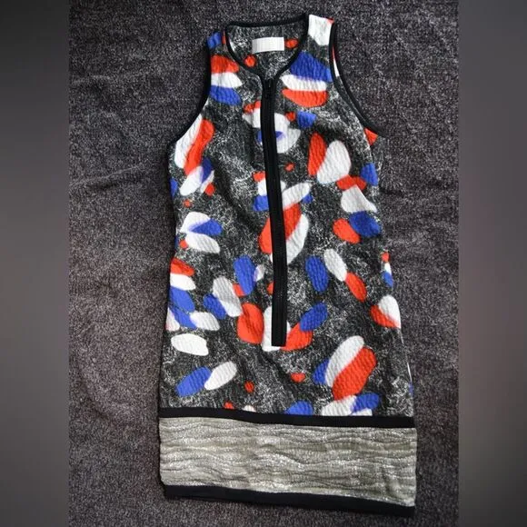 Peter Pilotto Dress Women 8 Luxury Premium Abstract Sheath Preppy Red White Gray