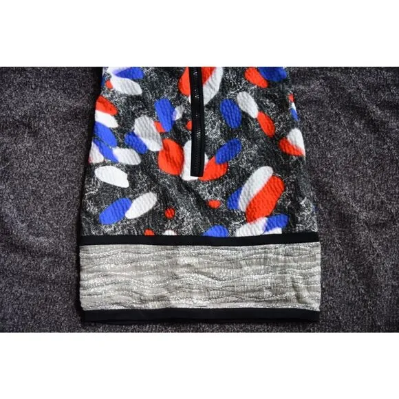 Peter Pilotto Dress Women 8 Luxury Premium Abstract Sheath Preppy Red White Gray