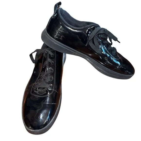 Phillip Plein Black Lion Head Patent Leather Low Top Shoes LACE UP MENS Sz 10.5