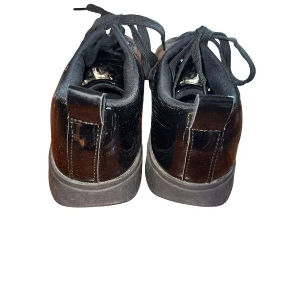 Phillip Plein Black Lion Head Patent Leather Low Top Shoes LACE UP MENS Sz 10.5