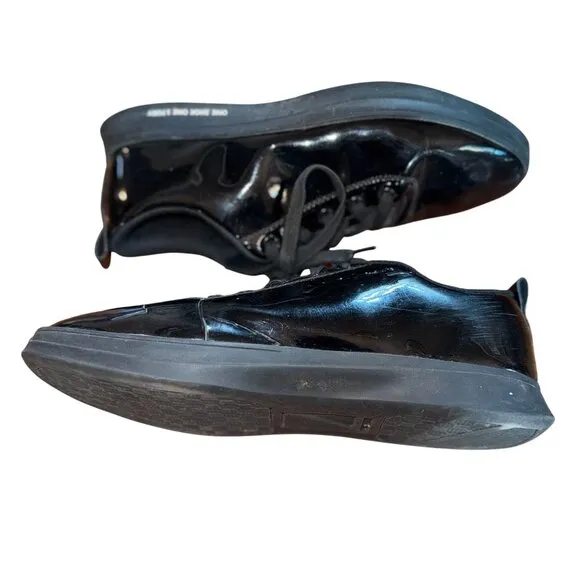 Phillip Plein Black Lion Head Patent Leather Low Top Shoes LACE UP MENS Sz 10.5