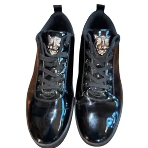 Phillip Plein Black Lion Head Patent Leather Low Top Shoes LACE UP MENS Sz 10.5