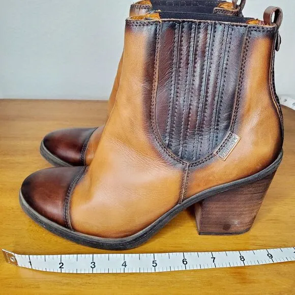 Pikolinos Brown Leather Ankle Boots Women's Western Rodeo Casual SZ 37/US 6.5