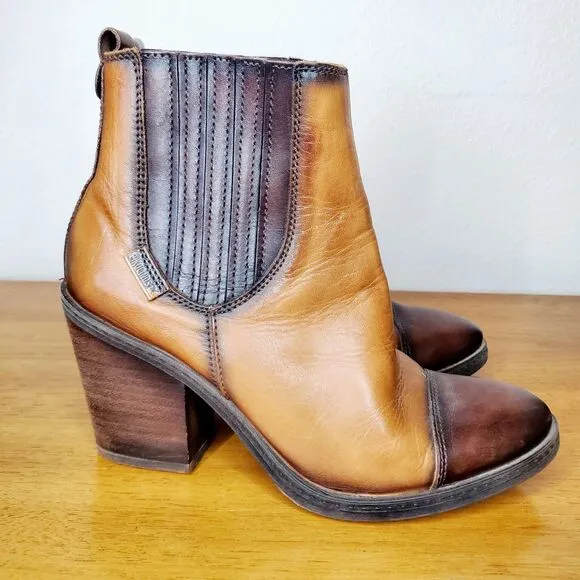 Pikolinos Brown Leather Ankle Boots Women's Western Rodeo Casual SZ 37/US 6.5