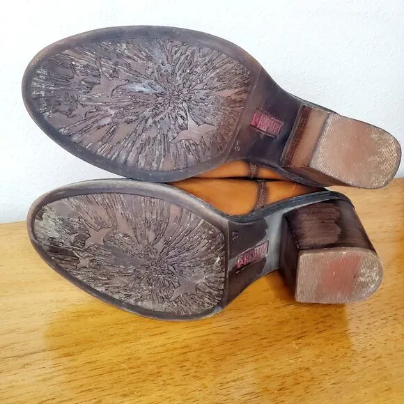 Pikolinos Brown Leather Ankle Boots Women's Western Rodeo Casual SZ 37/US 6.5