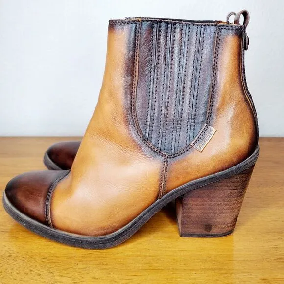 Pikolinos Brown Leather Ankle Boots Women's Western Rodeo Casual SZ 37/US 6.5
