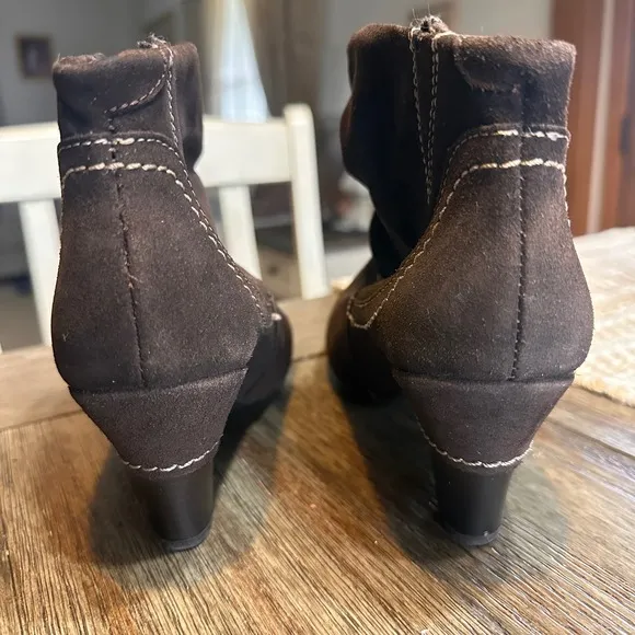 Pikolinos Spain Suede Ankle Boots Brown Low Heel Booties Size 38/ 7.5-8 US