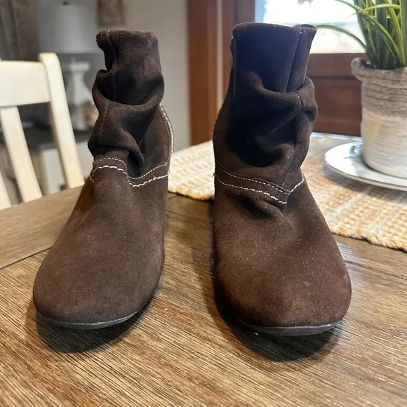 Pikolinos Spain Suede Ankle Boots Brown Low Heel Booties Size 38/ 7.5-8 US