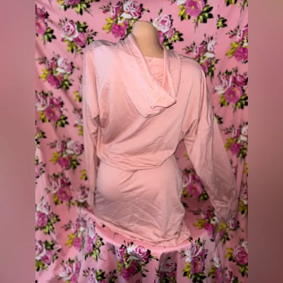 Pink hoodie sweatshirt cropped mini skirt set sexy peach 🍑 booty babe T2