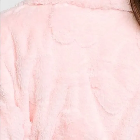 PINK M/L ANGEL PINK HEARTS SOFT &amp; COZY ROBE, SLIPPERS, HEARTS WRISTLET &amp; BLANKET