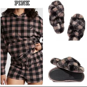 PINK POLAR FLEECE SHORT PAJAMA SET X-SMALL &amp; SLIPPER SMALL