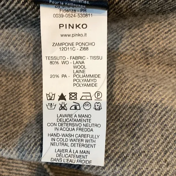 Pinko Zampone shawl wool rabbit black gray plaid quiet luxury