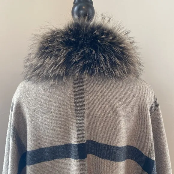 Pinko Zampone shawl wool rabbit black gray plaid quiet luxury